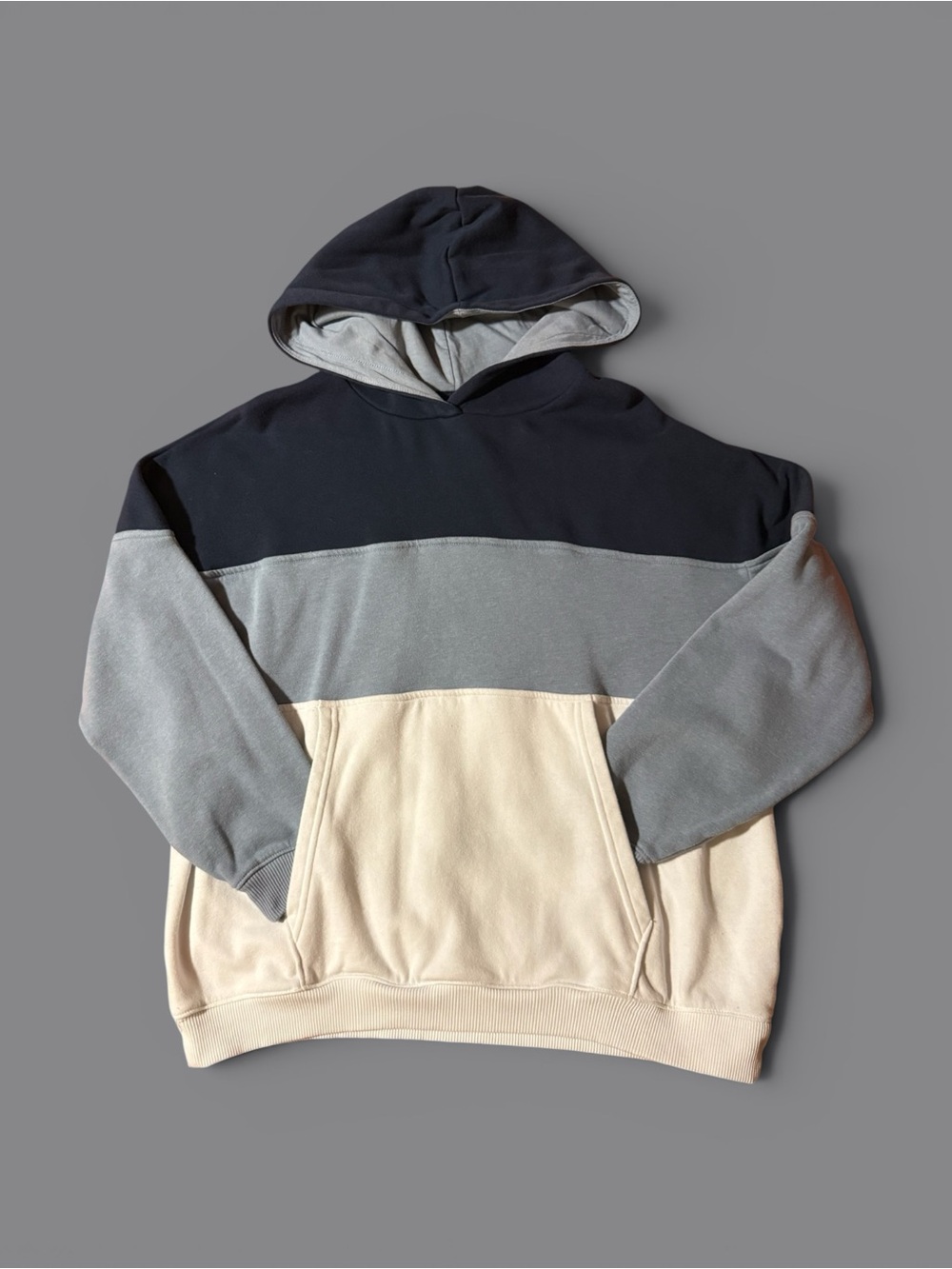 American Eagle | Colorblock Hooded Pullover - Navy, Light Blue & White